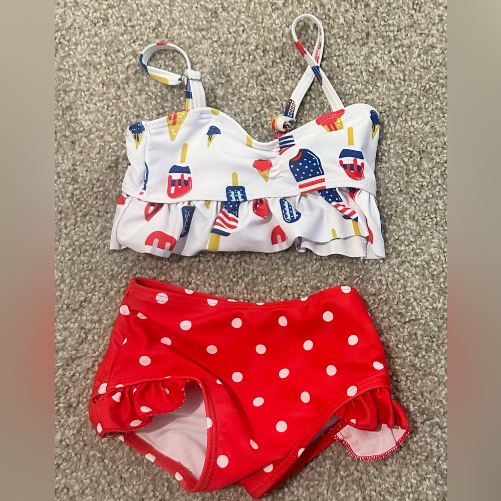 Fourth of July Colorful Ice Cream and Polka Dot Bikini Set
